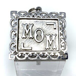 Mom Square Sterling Silver Charm Pendant